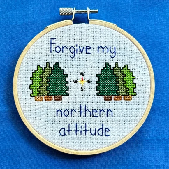 Noah Kahan “Northern Attitude” Lyrics 4-Inch Wooden-Framed Cross Stitch - Picture 6 of 6